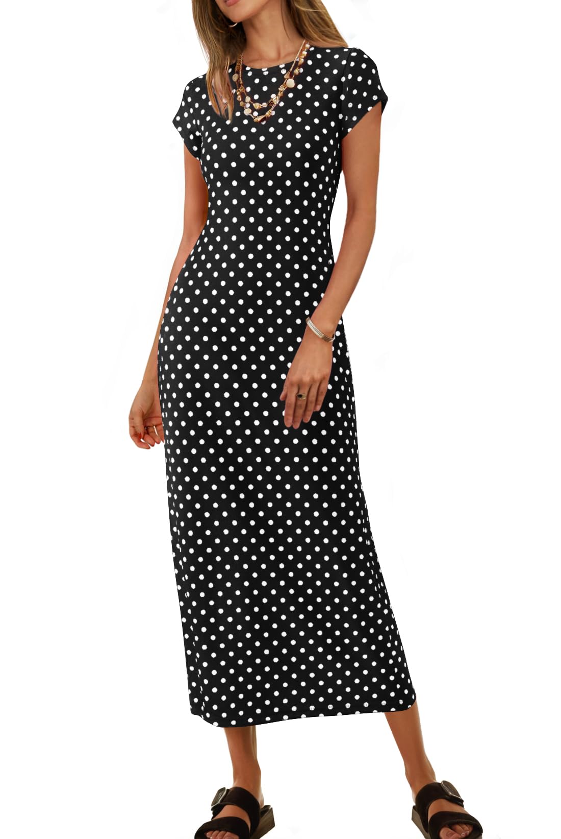 MEROKEETY Women's 2026 Summer Casual Tshirt Dress Short Sleeve Crew Neck Beach Long Maxi Dresses